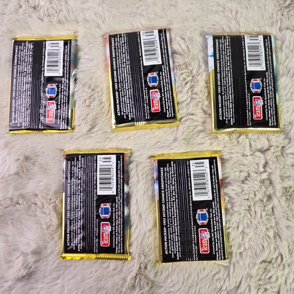 Lot of 5 1993 Action Packed NFL Football Sealed Packs Barry Sanders Irvin
